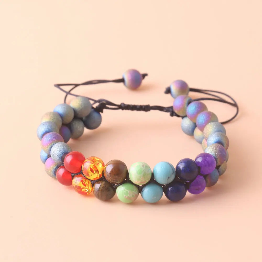 7 Chakra Healing Crystal Bracelet – Adjustable Beaded Yoga & Meditation Jewelry