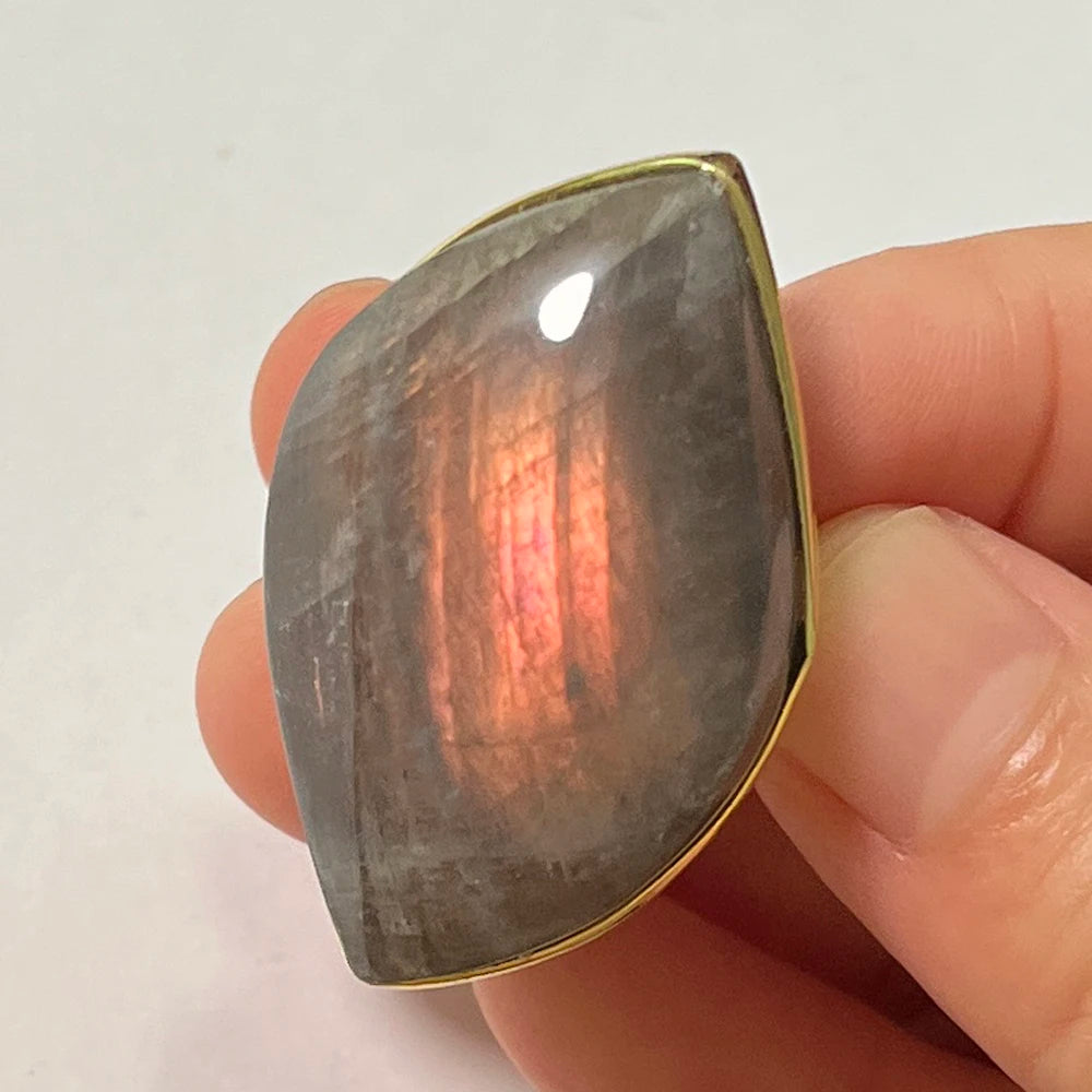 Natural Labradorite Adjustable Ring – Multicolour Healing Stone for Intuition & Protection