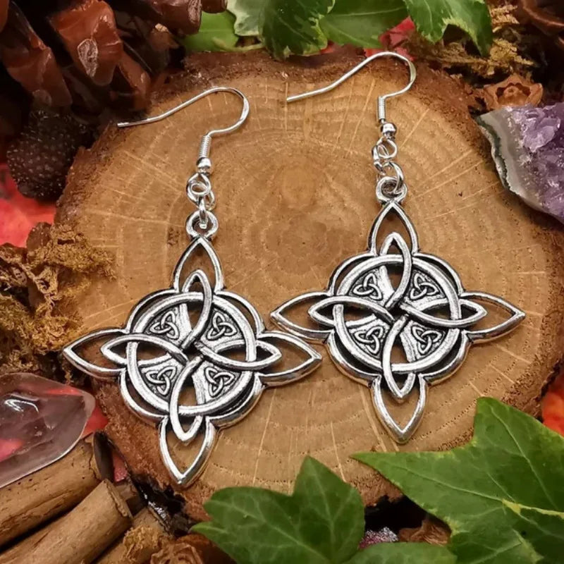 Vintage Witch Knot Earrings Magic Knot Pagan Wicca Symbol Earring for Men Women Celtic Knot Jewelry Gifts