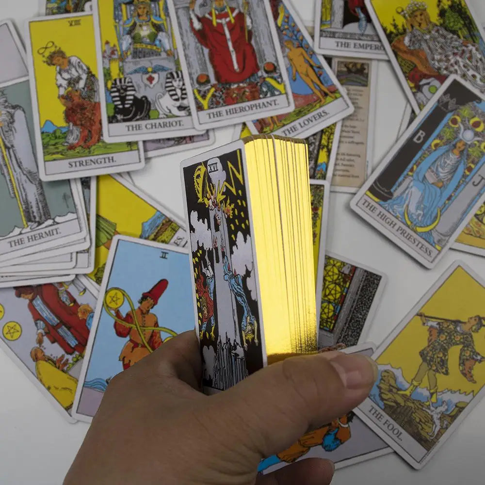 Rider Waite Tarot Deck in Tin Box | Gilded Edge Cards | Classic Fortune Telling Game & Divination Tool