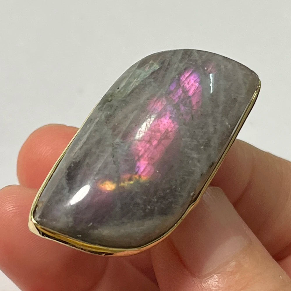 Natural Labradorite Adjustable Ring – Multicolour Healing Stone for Intuition & Protection