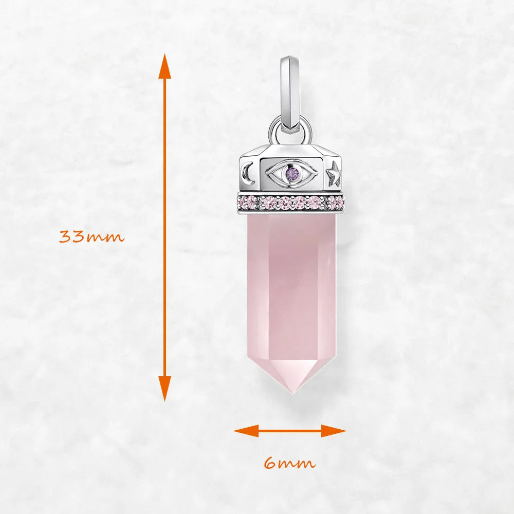 Hexagonal Rose Quartz Pendant – 925 Sterling Silver Crystal Necklace of Love & Healing