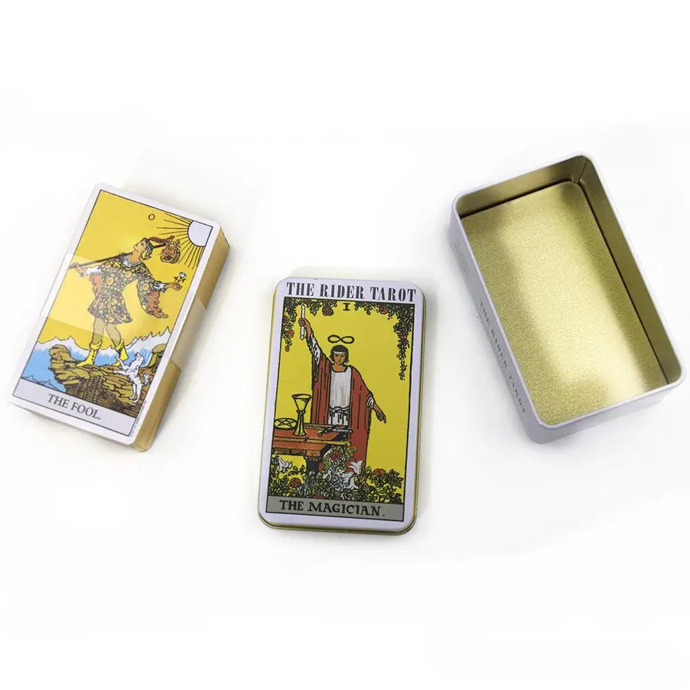 Rider Waite Tarot Deck in Tin Box | Gilded Edge Cards | Classic Fortune Telling Game & Divination Tool