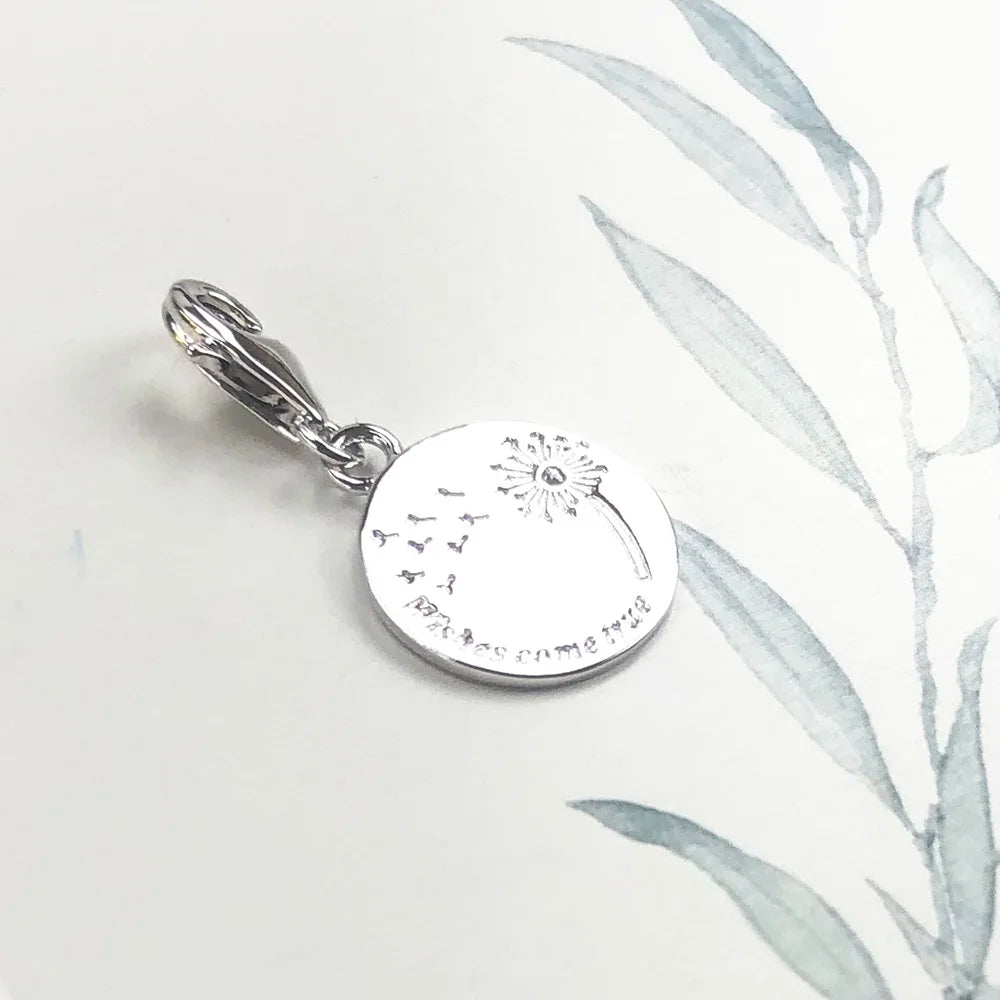 Dandelion “Wishes Come True” Pendant – 925 Sterling Silver Charm with Zircon