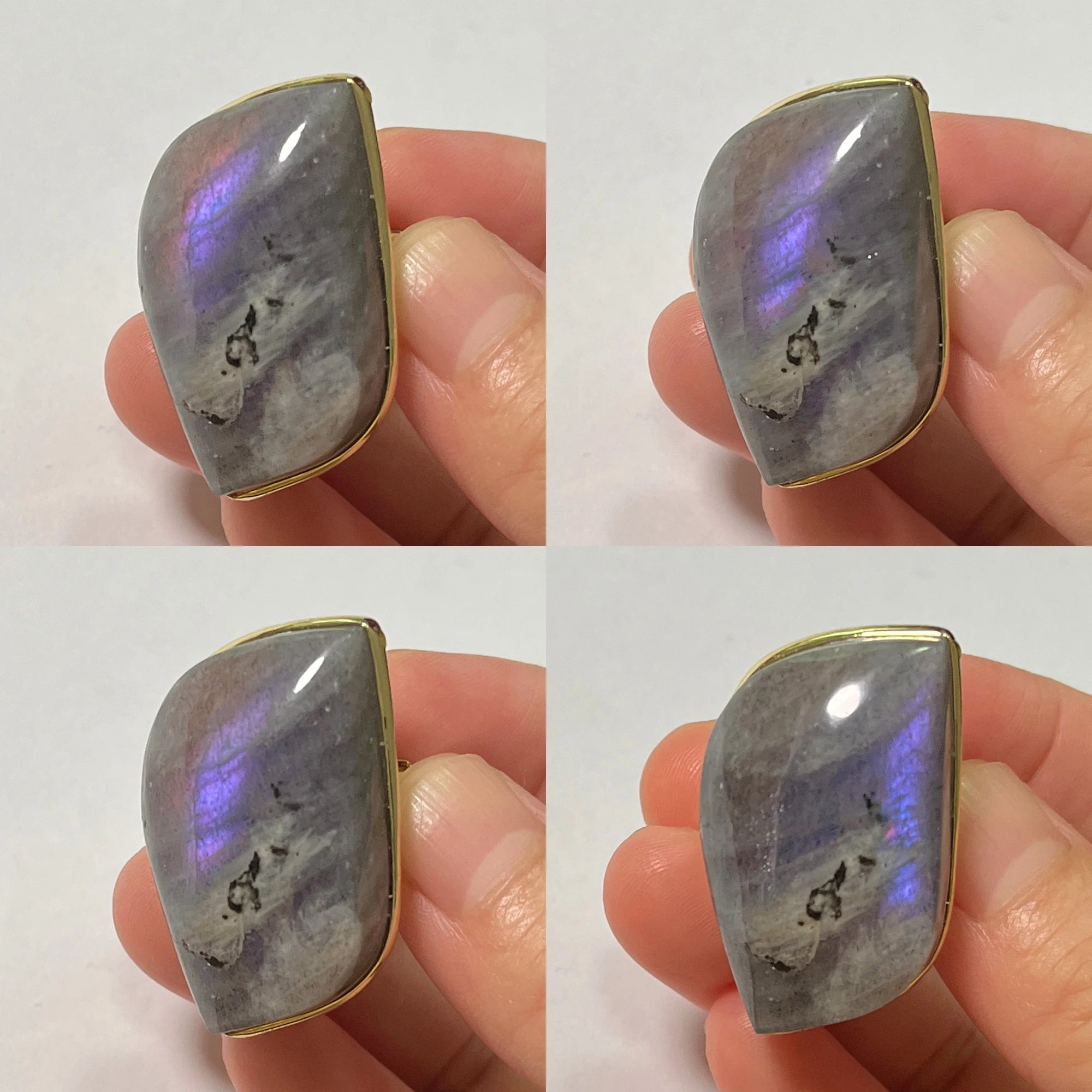 Natural Labradorite Adjustable Ring – Multicolour Healing Stone for Intuition & Protection