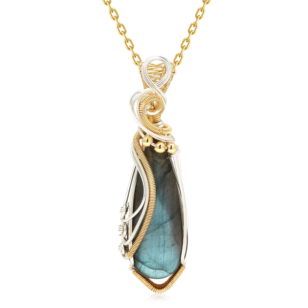 Natural Certified Labradorite Necklace Women's May Birthstone Necklace Designer Pendant Necklace Women's Jewelry Copper Chain Pa