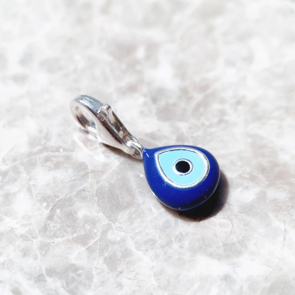 Blue Evil Eye Charm Pendant – 925 Sterling Silver Enamel Protection Amulet