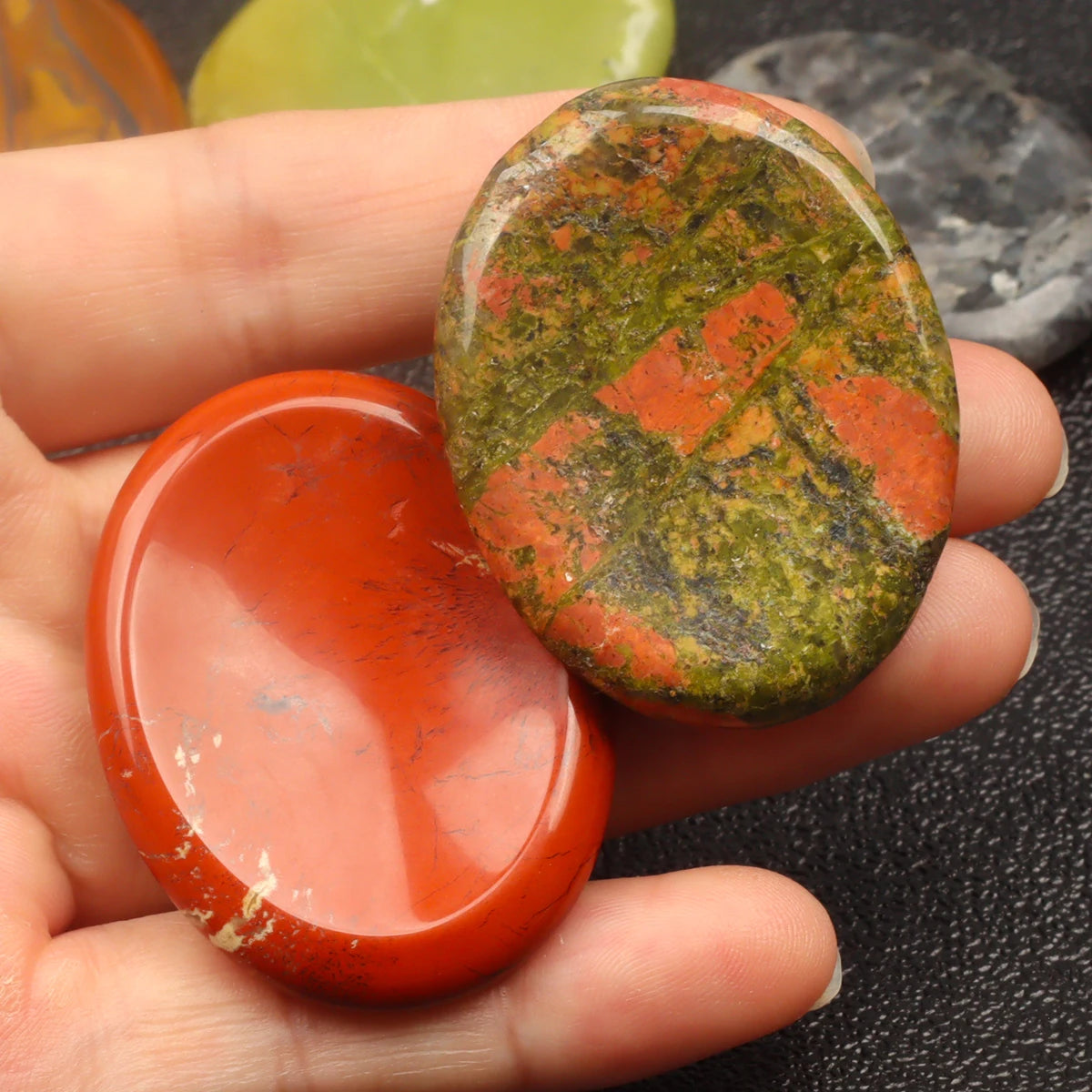 Jade Chakra Palm Stone – Natural Crystal Quartz Worry Stone for Healing & Manifestation