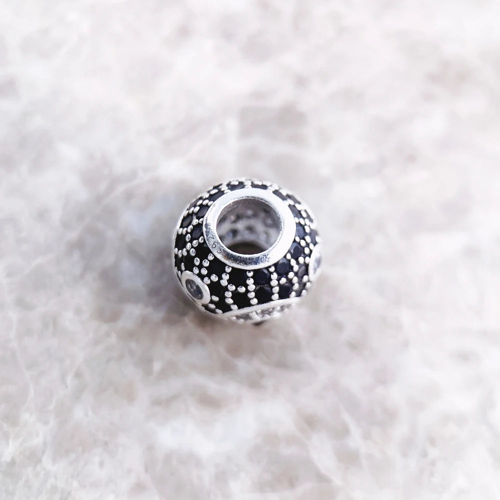 Yin Yang Charm Bead – 925 Sterling Silver Micro Pave Talisman with Zircon