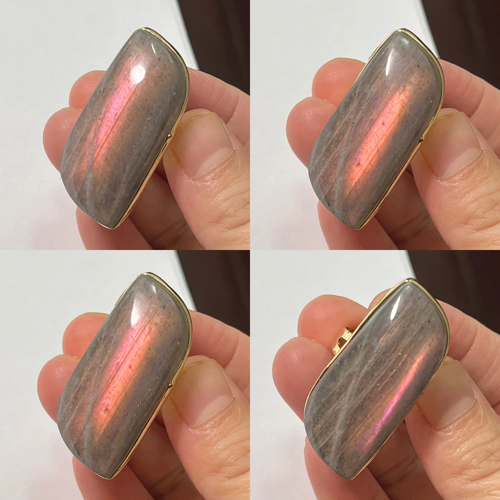 Natural Labradorite Adjustable Ring – Multicolour Healing Stone for Intuition & Protection