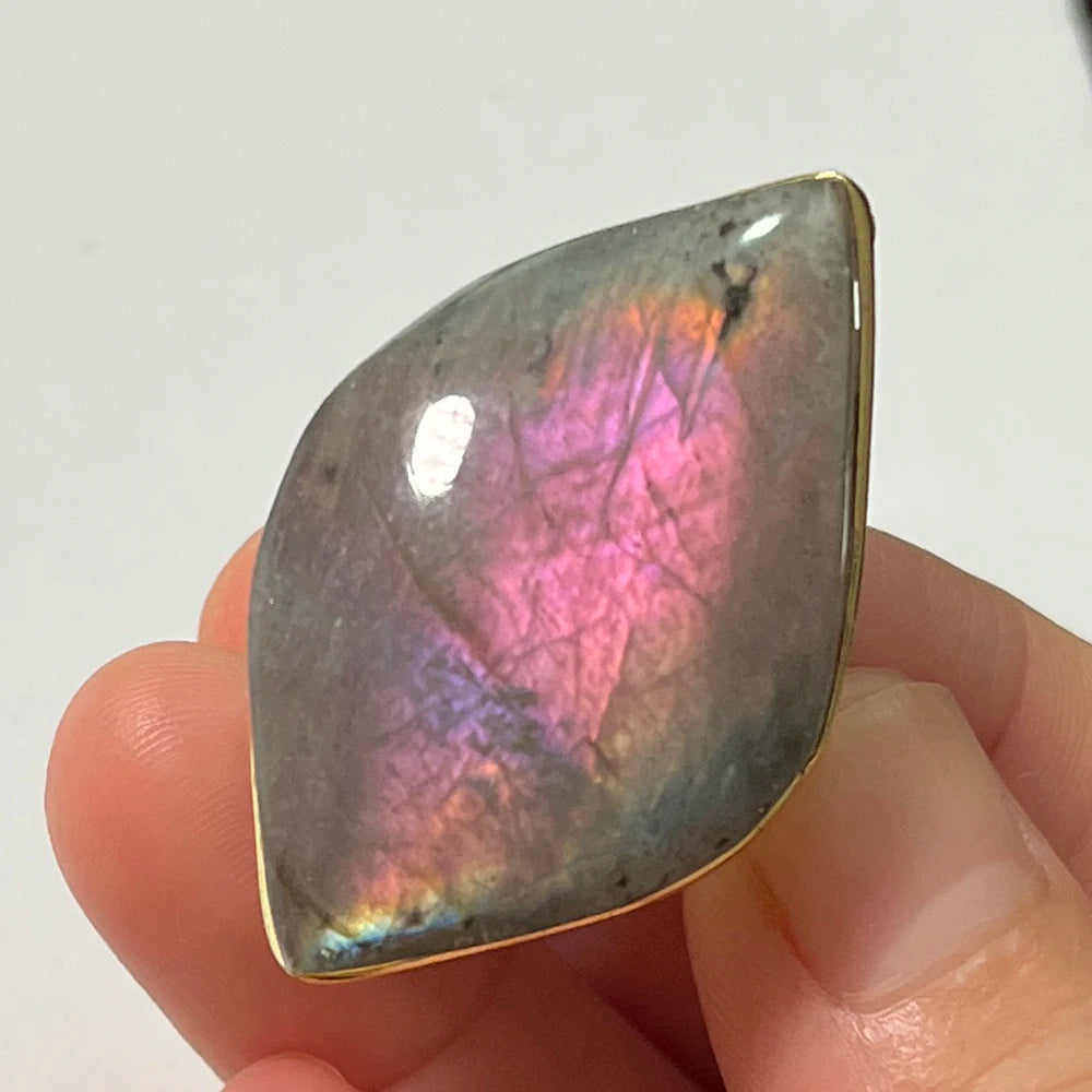 Natural Labradorite Adjustable Ring – Multicolour Healing Stone for Intuition & Protection