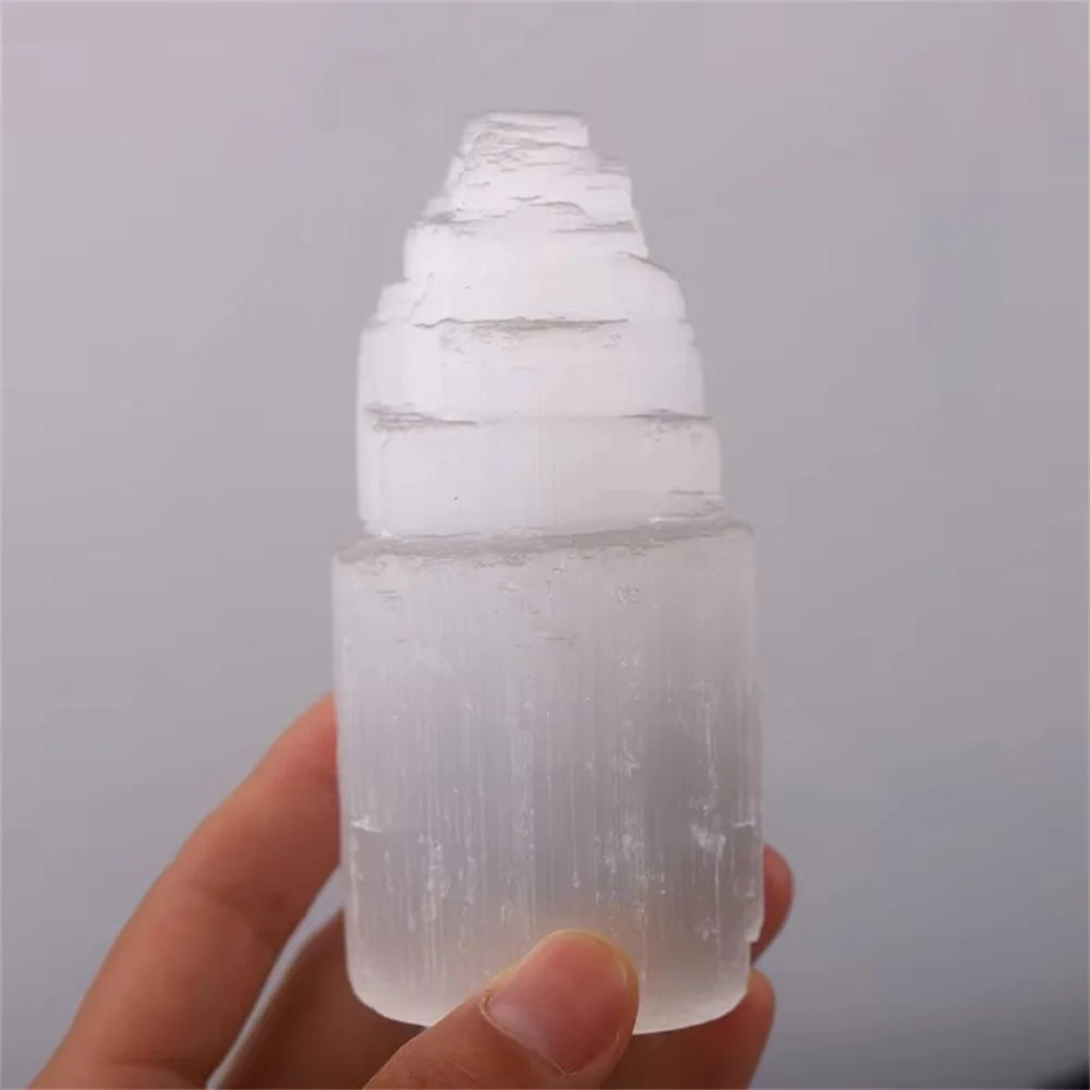 Natural Selenite Crystal Tower – Spiritual Healing, Cleansing & Recharge Decoration (55–65mm)