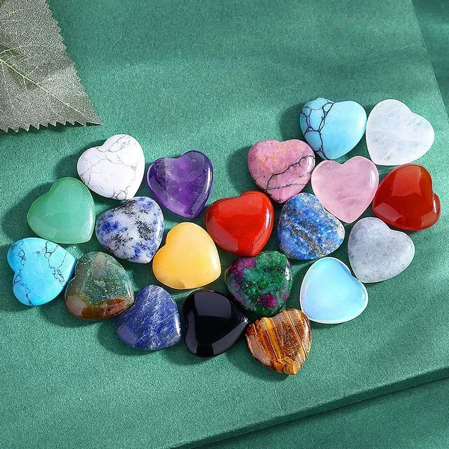 10/20/30pcs Natural Crystal Mini Heart Set – 20 mm Healing Stones for Love, Balance & Manifestation