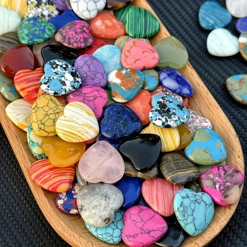 10/20/30pcs Natural Crystal Mini Heart Set – 20 mm Healing Stones for Love, Balance & Manifestation