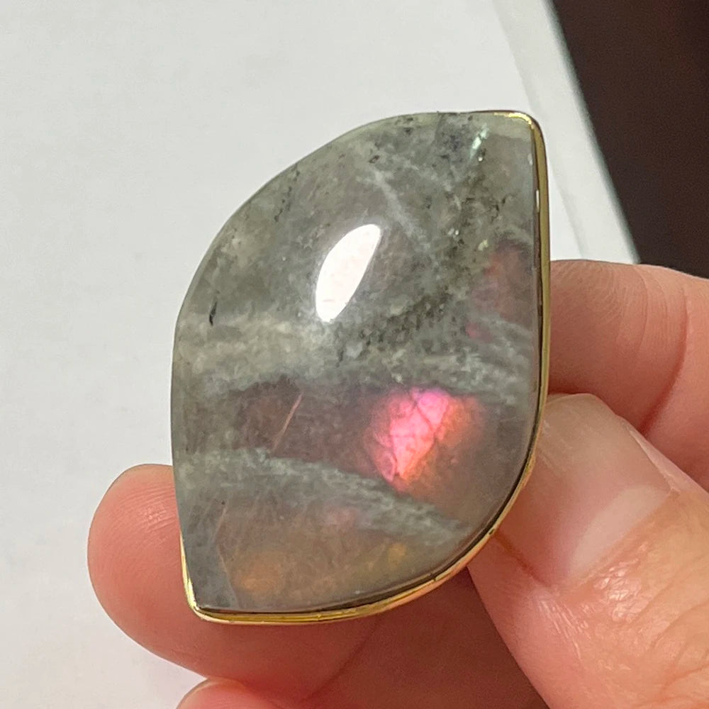 Natural Labradorite Adjustable Ring – Multicolour Healing Stone for Intuition & Protection