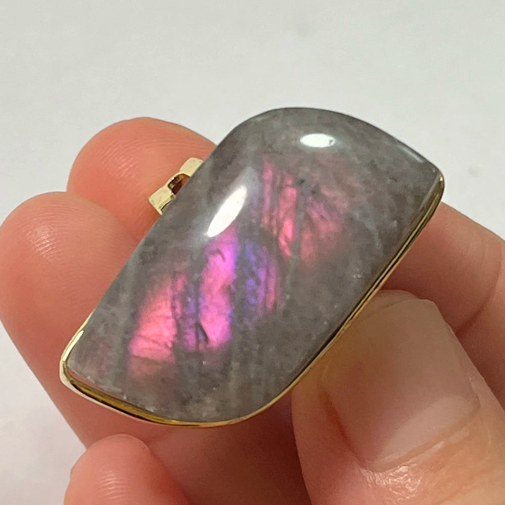 Natural Labradorite Adjustable Ring – Multicolour Healing Stone for Intuition & Protection