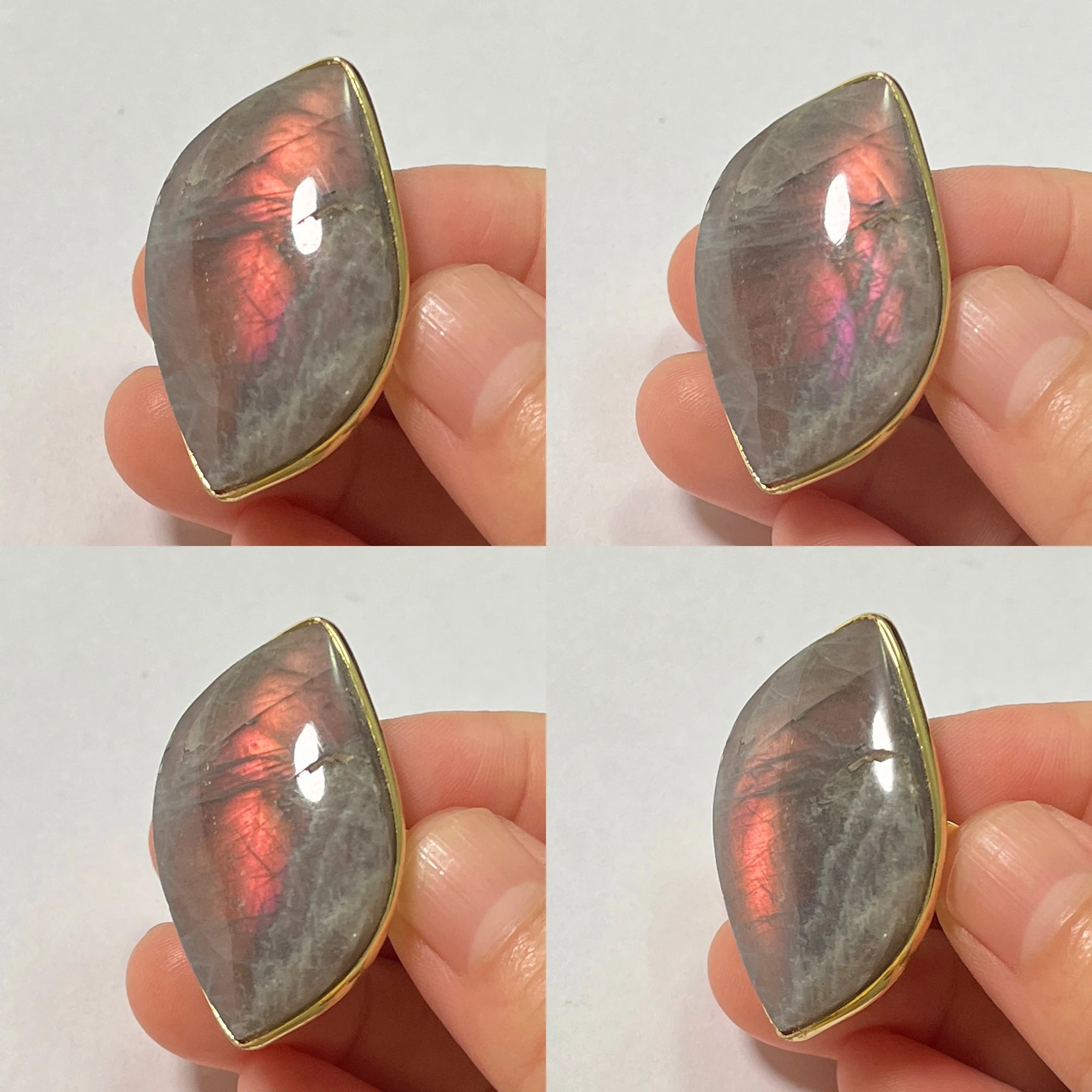 Natural Labradorite Adjustable Ring – Multicolour Healing Stone for Intuition & Protection