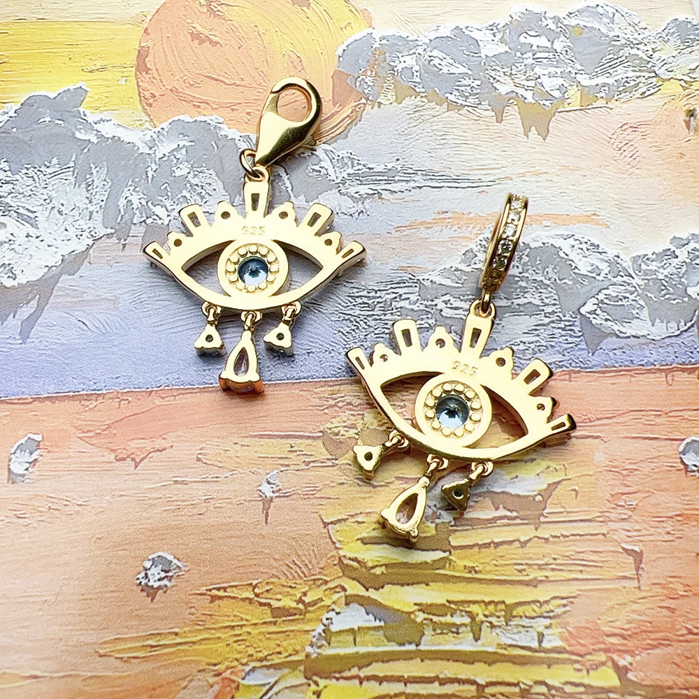 Brie & Marie Lucky Nazar Evil Eye Pendant – 18K Gold Plated 925 Sterling Silver Talisman Charm