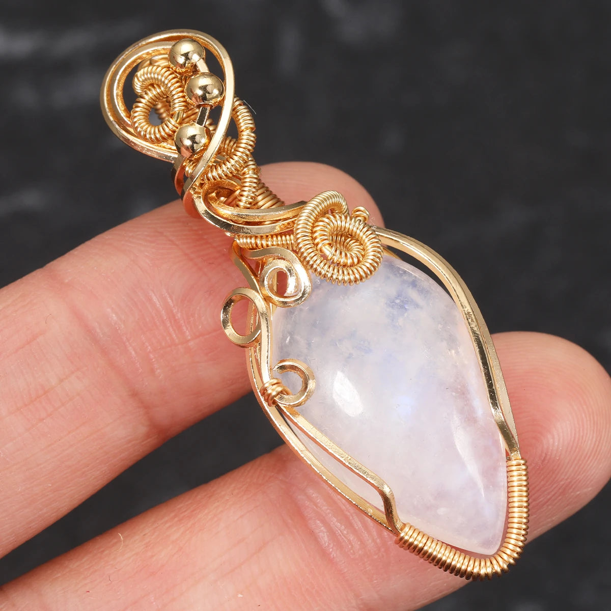 Natural Rainbow Moonstone Necklace for Women  June Birthstone Necklace for Women Designer Pendant Necklace Cooper Chain