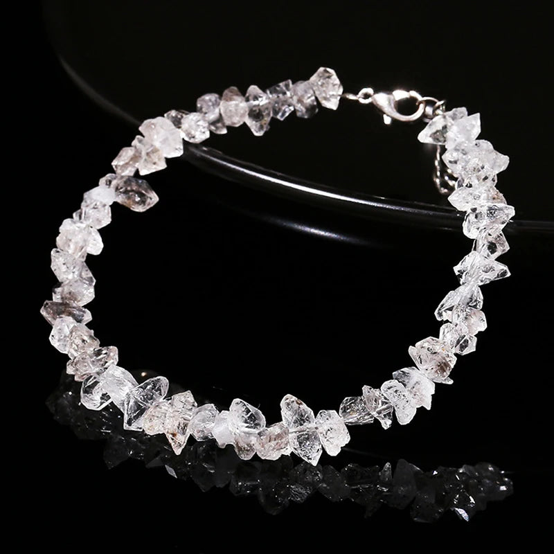 Natural Herkimer Diamond Quartz Bracelet – Reiki Healing Crystal Jewelry