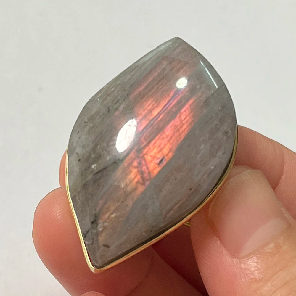 Natural Labradorite Adjustable Ring – Multicolour Healing Stone for Intuition & Protection
