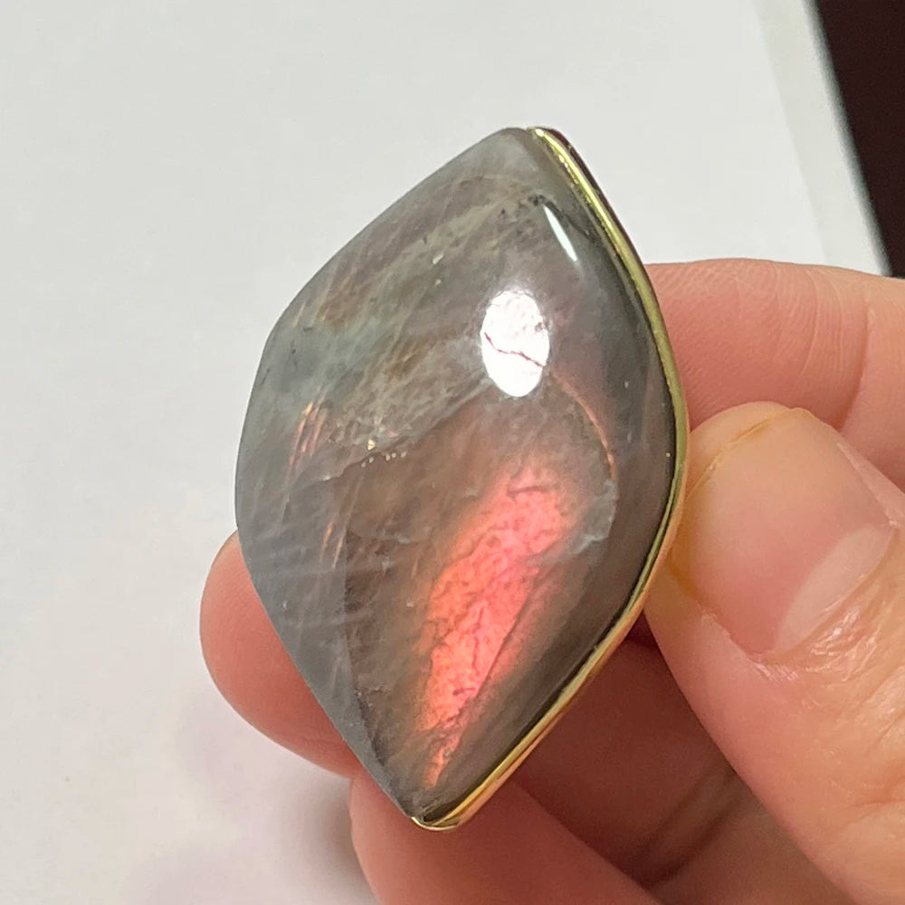 Natural Labradorite Adjustable Ring – Multicolour Healing Stone for Intuition & Protection