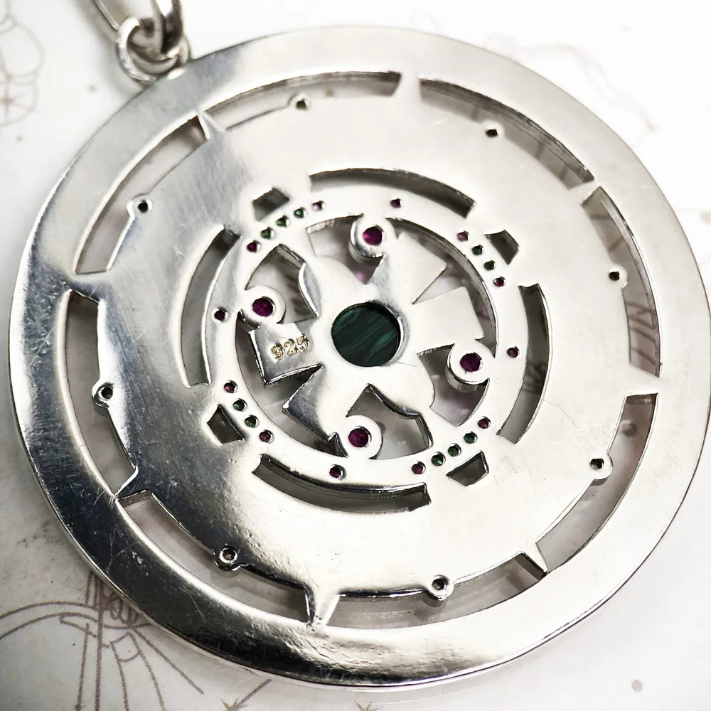 Mystical Aztec Magic Amulet Pendant – 925 Sterling Silver Bohemian Talisman with Zircon Accents