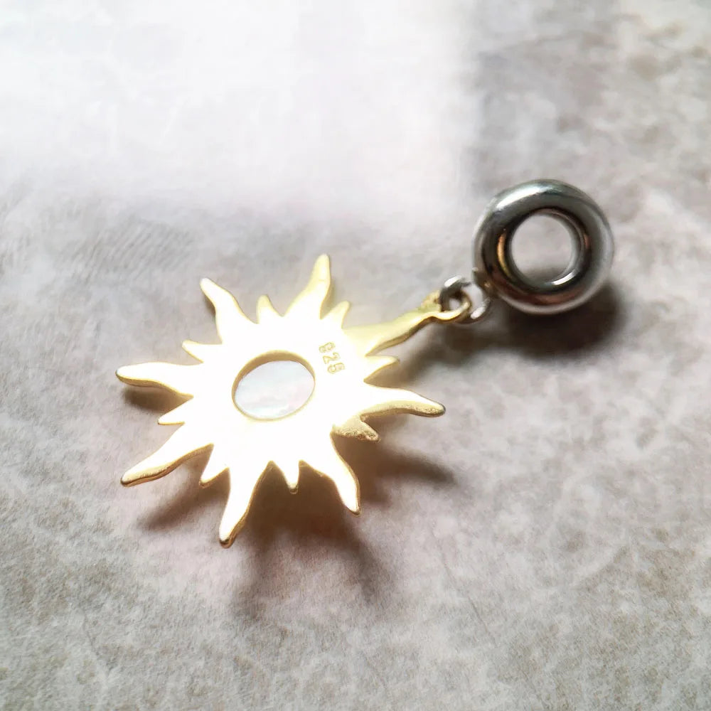 Sun Pendant with Mother-of-Pearl – 925 Sterling Silver with Gold Finish
