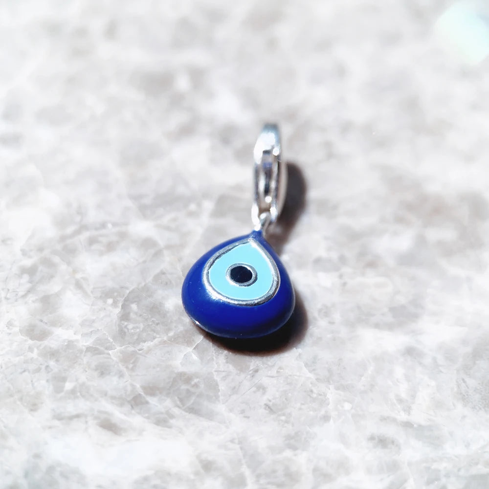 Blue Evil Eye Charm Pendant – 925 Sterling Silver Enamel Protection Amulet