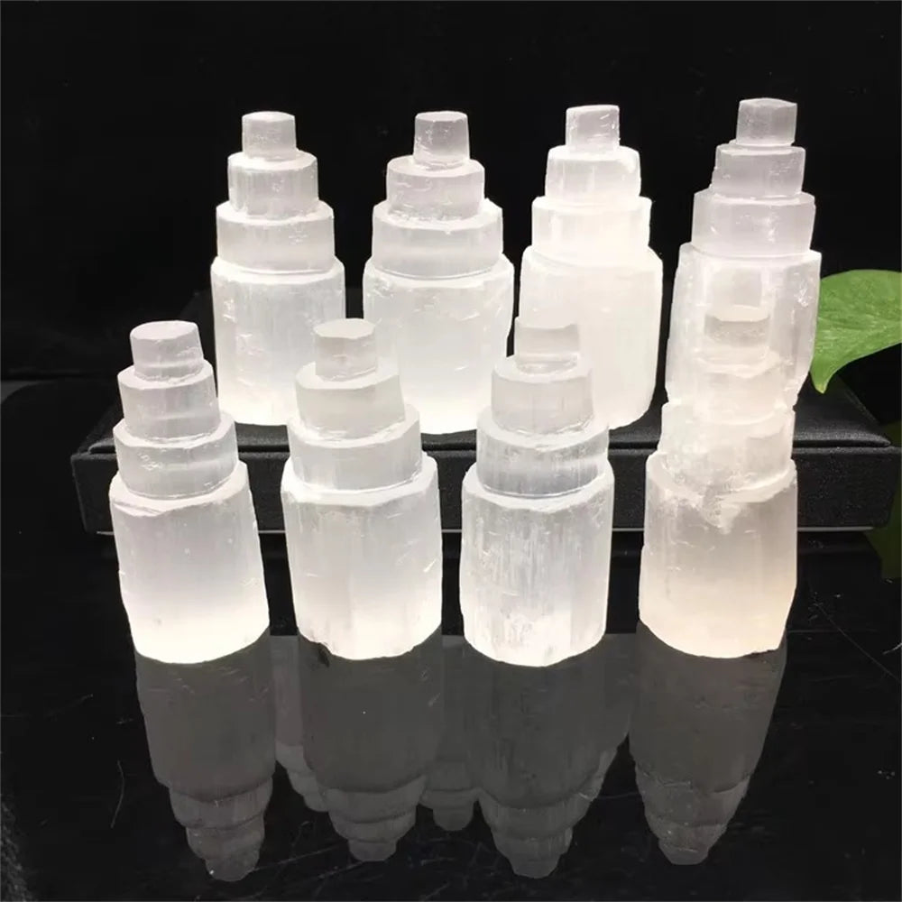 Natural Selenite Crystal Tower – Spiritual Healing, Cleansing & Recharge Decoration (55–65mm)