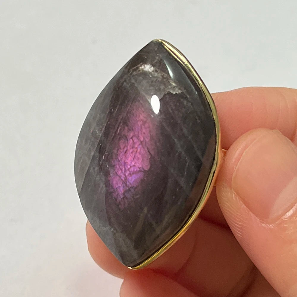 Natural Labradorite Adjustable Ring – Multicolour Healing Stone for Intuition & Protection