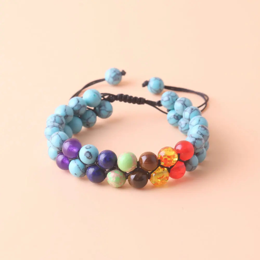 7 Chakra Healing Crystal Bracelet – Adjustable Beaded Yoga & Meditation Jewelry