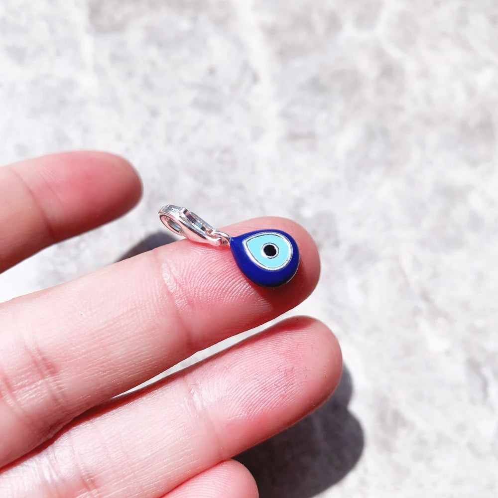 Blue Evil Eye Charm Pendant – 925 Sterling Silver Enamel Protection Amulet