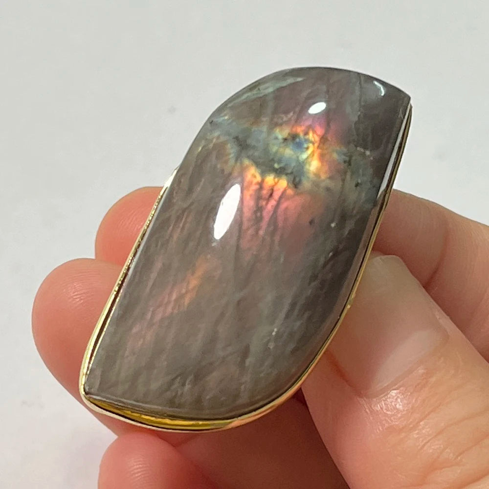 Natural Labradorite Adjustable Ring – Multicolour Healing Stone for Intuition & Protection