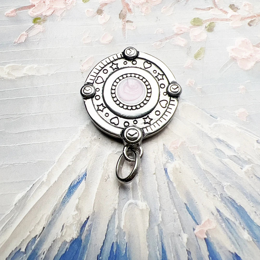 Brie & Marie Pink Heart Planet Pendant – 925 Sterling Silver Cosmic Talisman with Enamel & Zircon