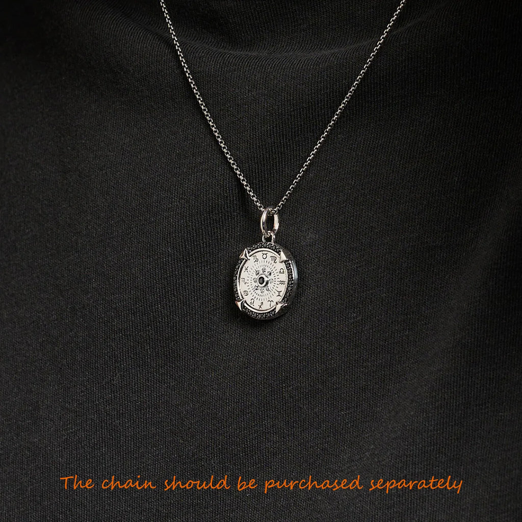 Brie & Marie Elements of Nature Talisman Pendant – 925 Sterling Silver Zodiac Necklace with Black Zircon