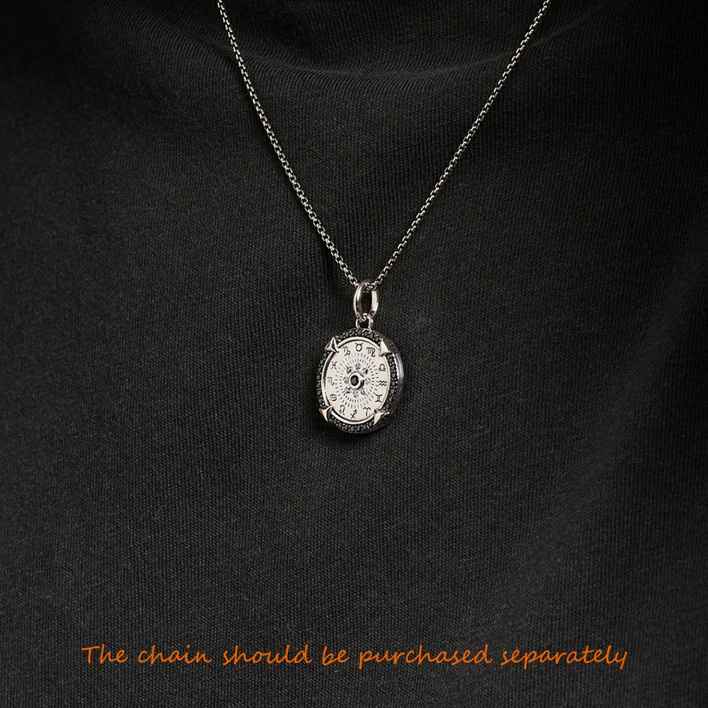 Brie & Marie Elements of Nature Talisman Pendant – 925 Sterling Silver Zodiac Necklace with Black Zircon