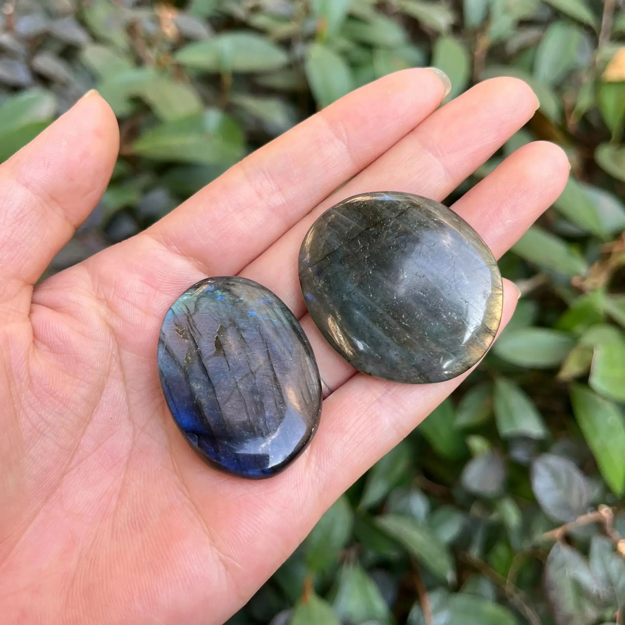 2pcs/set Natural Flashy Labradorite Cabochon Heart Shape Labradorite Flatback Stone Smooth Polish Gemstone 3CM