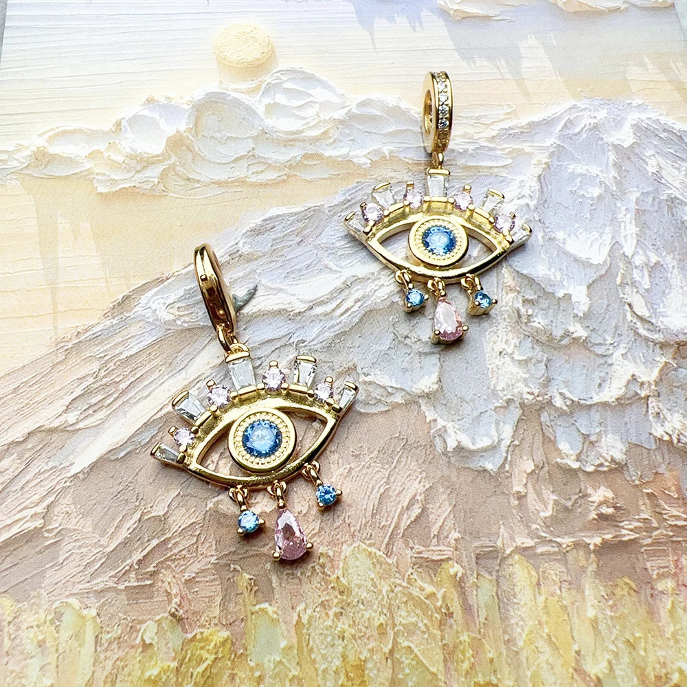 Brie & Marie Lucky Nazar Evil Eye Pendant – 18K Gold Plated 925 Sterling Silver Talisman Charm