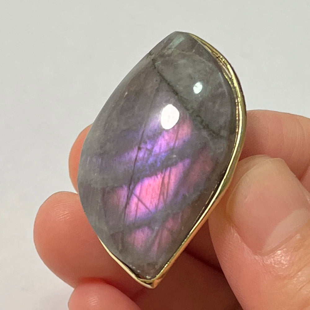Natural Labradorite Adjustable Ring – Multicolour Healing Stone for Intuition & Protection