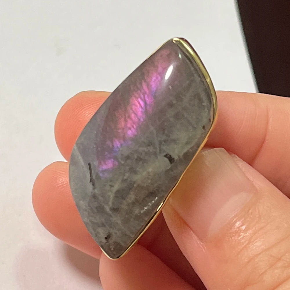 Natural Labradorite Adjustable Ring – Multicolour Healing Stone for Intuition & Protection