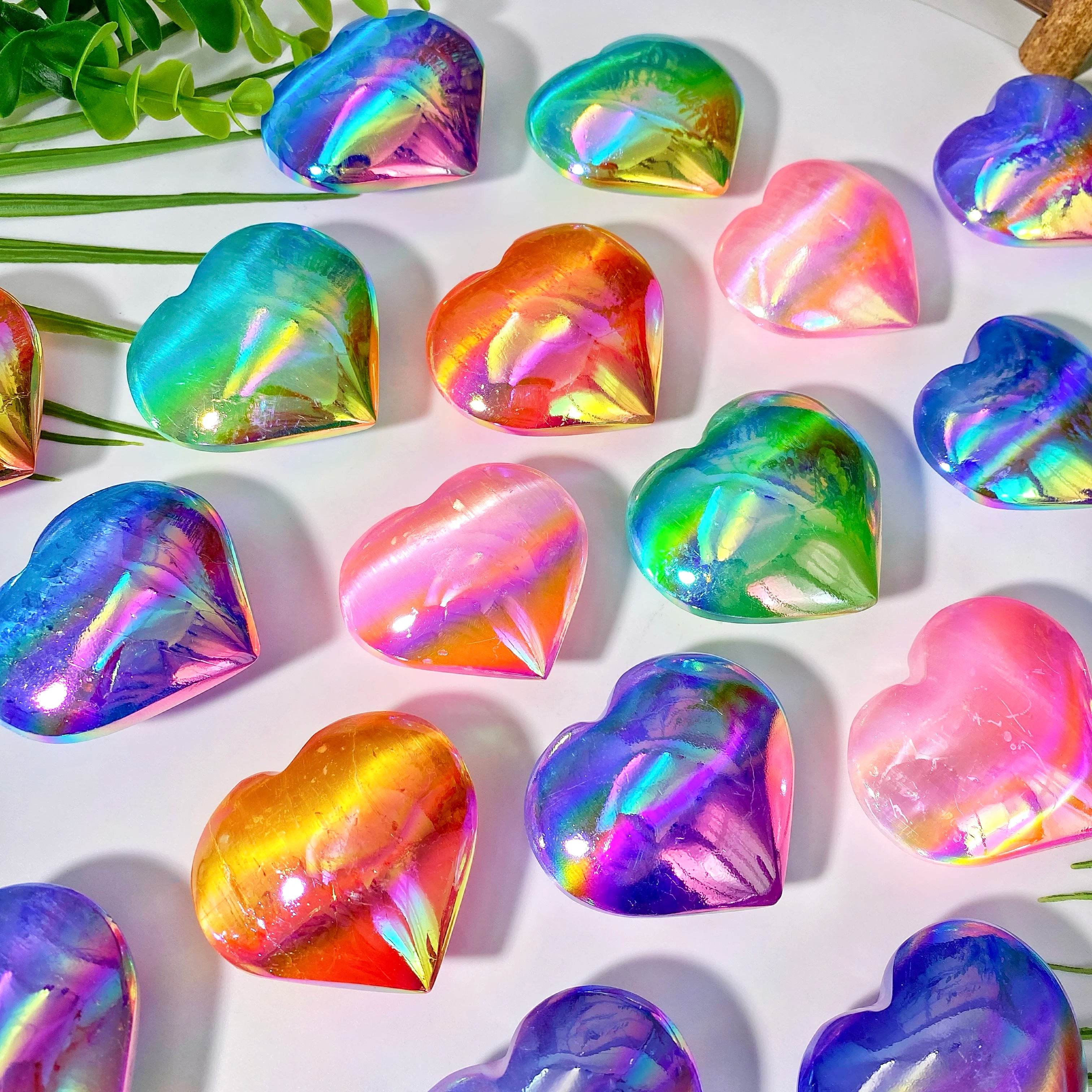 🌈 Aura Selenite Heart Crystal – Healing & Spiritual Growth Stone
