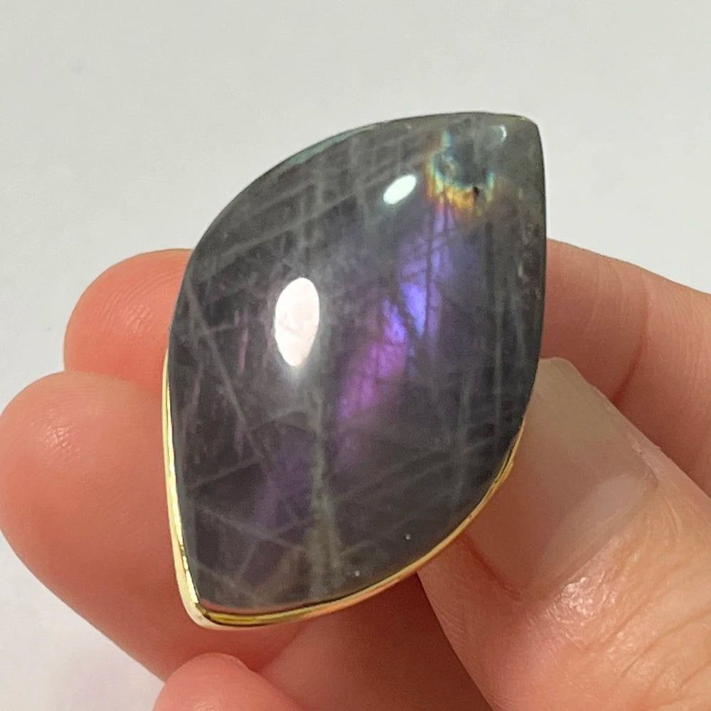 Natural Labradorite Adjustable Ring – Multicolour Healing Stone for Intuition & Protection