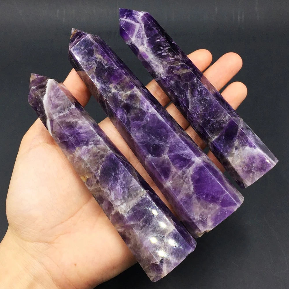15cm Natural Crystal Tower – Amethyst, Lapis Lazuli, Labradorite & Obsidian Hexagonal Prism Wand