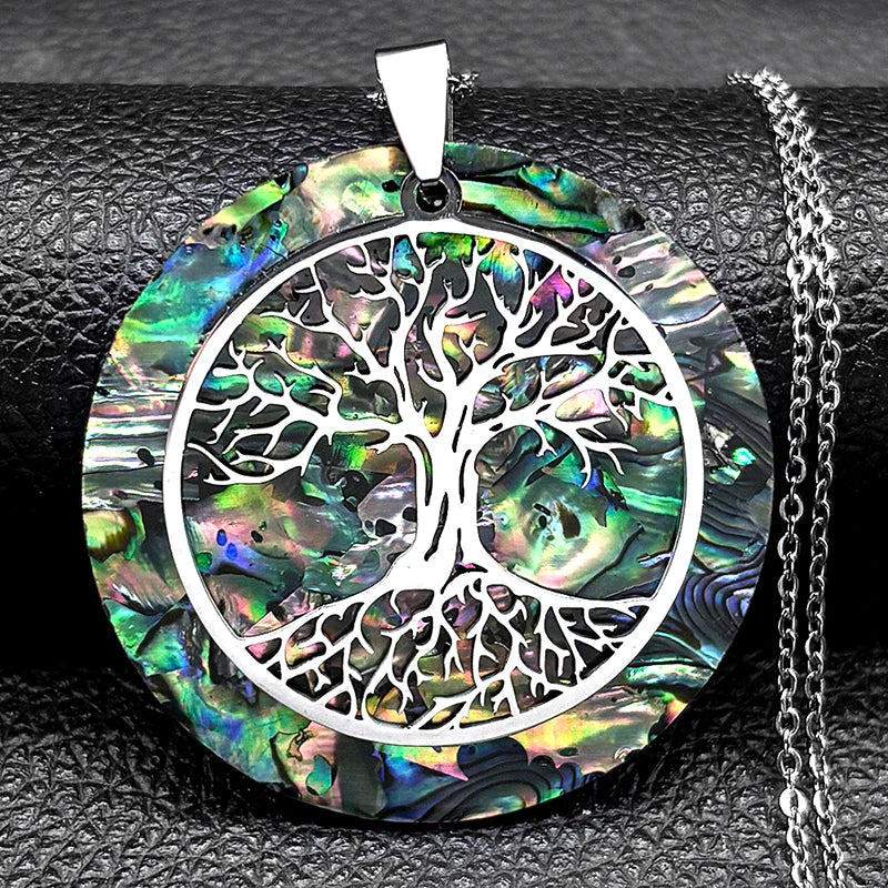 Eternal Tree of Life Abalone Shell Necklace – Manifestation Jewelry for Protection, Energy & Connection