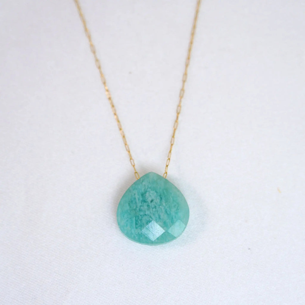 14K Gold-Plated Amazonite Pendant Necklace – Serenity & Self-Expression